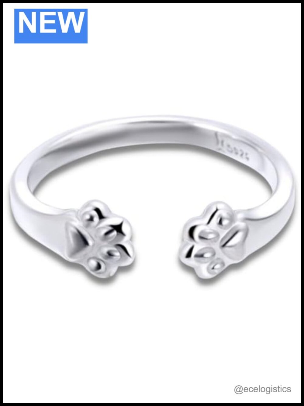 Sterling Silver Paw Hug Ring Adjustable Wrap Around Pet Owner Gift